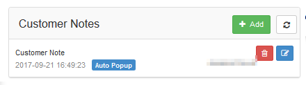 customer note popup